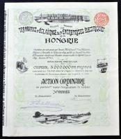 Belgium / Brüsszel 1899. "Magyarországi Villamos, Világítási és Elektromos Vállalkozások" részvénye 5.000.000F-ról, bélyegzésekkel, szelvényekkel T:II ázásnyom Belgium / Brussels 1899. "Société Anonyme de Tramways, d'Éclairge & d'Enterprises Électriques en Hongrie" share about 5.000.000 Francs, with stamps and coupons C:XF soaked