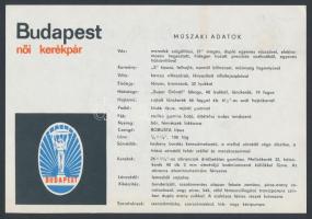 cca 1960 A Csepel Budapest kerékpár műszaki tájékoztatója