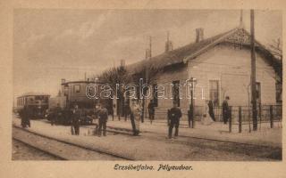 Budapest XX. Erzsébetfalva, vasútállomás, vonat, kiadja Friedmann Lipót