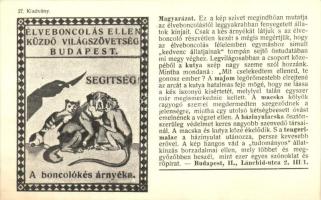 Állatkísérletek elleni progpaganda képeslap, Élveboncolás ellen küzdő világszövetség Budapest / Hungarian propaganda postcard against animal testing and vivisection (fa)