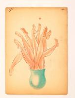 Ruszkay György (1930-1990): Grafikák. Vegyes technika, papír, 7 db jelzett, 22x15 és 21x30 cm