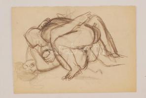 Ruszkay György (1930-1990): Grafikák. Vegyes technika, papír, 12 db jelzett, 22x15 és 21x30 cm