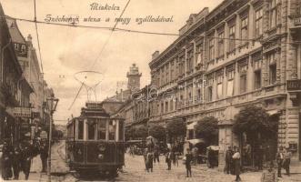 Miskolc, Széchenyi utca, Nagy szálloda, villamos (vágott / cut)