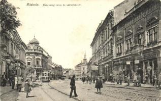 Miskolc, Széchenyi utca, Városház tér, villamos (EK)
