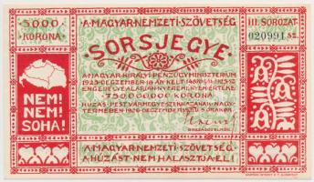 1926. "A Magyar Nemzeti Szövetség Sorsjegye" 5000K értékben, III. sorozat T:I