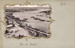 Kiev, Kieff; Vue sur Dniépr / view of the river Dnieper, ships, art nouveau