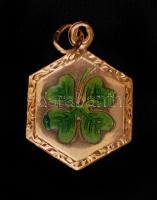 Arany(Au) 14K négylevelű lóhere függő, a díszítésnél apró hibával, jelzett, br: 1,7 g