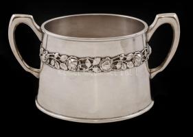 Ezüst(Ag) rózsamintás füles cukortartó, jelzett, nettó: 234 g