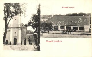 Muzsla, Muzla; templom, plébánia udvar / church, courtyard (Rb)