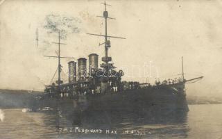 1909 SMS Erzherzog Ferdinand Max az Osztrák-Magyar Monarchia Erzherzog-osztályú pre-dreadnought csatahajója / SMS Ferdinand Max in Abbazia, photo (EK)