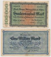 Németország / Weimari Köztársaság 1922-1923. 8db-os vegyes bankjegy és szükségpénz tétel, közte &quo...