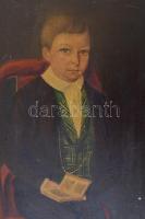 Jelzés nélkül: Fiú portré, fatábla, olaj, kisebb kopásokkal és sérülésekkel, 24x19 cm,