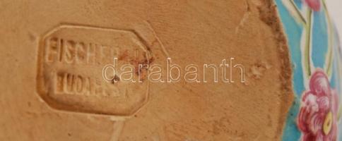 Fischer, plasztikus virágmintás  ékszertartó, porcelán, kézzel festett, jelzett, hibátlan, 6x9cm