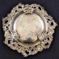 Antik ezüst lábas kínáló, cizellált, kézzel vésett, Ag., nettó: 109gr.,  jelzett, 15x3cm /Antique si...