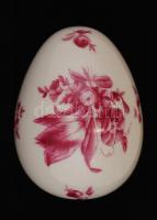 Herendi ékszertartó tojás, kézzel festett, jelzett, karcolásokkal,  6×4 cm