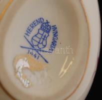 Herendi ékszertartó tojás, kézzel festett, jelzett, karcolásokkal,  6×4 cm