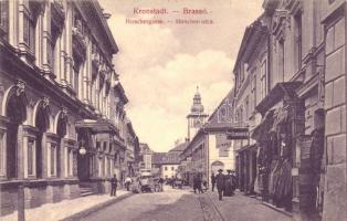 Brassó, Kronstadt; Hirscher utca, Carl Dendorfer üzlete / Hirschergasse / street, shop