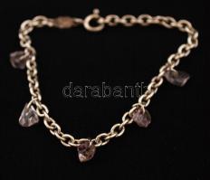 Ezüst(Ag) ametiszt köves karlánc, jelzett, h: 18,5 cm, nettó: 6,4 g