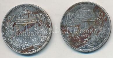 1915KB 1K Ag "Ferenc József" (2x) T:2,2- ph., patina Adamo K5.1