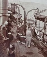 cca 1910-14 A K.u.K. haditengerészet Zenta-osztályú védett cirkálójának fedélzete, felirata alapján ...