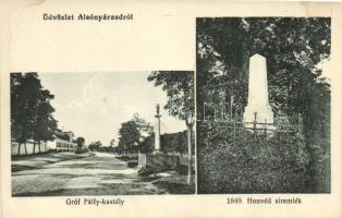 Alsónyárasd, Dolné Topolníky; Gróf Pálfy kastély, 1849. Honvéd síremlék / castle, military monument (vágott / cut)