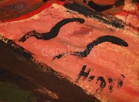 Hegyi György (1922-2001): Kettesben. Olaj, karton, jelzett, 27×40 cm