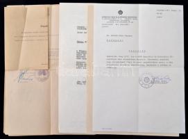 cca 1943-1988 Vegyes okmány tétel(jegyzőkönyv, miniszterelnökség által kiadott határozat elbocsátásr...