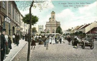 Poprád, Fő tér, piac, étterem / main square, market, restaurant