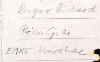 cca 1940-1950 Balettozók, Pécsi Gizi és Bogár Richárd(1924-1986) üdvözlő soraival, sarkain törésnyom...