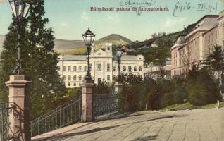 Selmecbánya, Banska Stiavnica; Kémiai laboratórium és a bányászati főiskola, ifj. Farkas Jenő amatőrfelvétele, Joerges kiadása / laboratory, college of mine industry