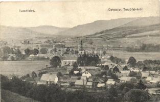 Turzófalva, Turzovka; látkép, templom, kiadja Weichherz Dávid / general view, church (EK)