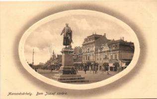 Marosvásárhely, Targu Mures; Bem József szobor, József Emil Cipő raktára, kiadja Márványi Arthur / statue, shoe shop (vágott / cut)