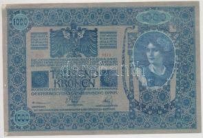 1902. 1000K "MAGYARORSZÁG" piros felülbélyegzéssel, halvány nyomat a német oldalon T:III s...