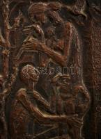 Somogyi József (1916-1993): Tavaszi gondolatok. Bronz falikép, jelzett, fa keretben, 27×19 cm