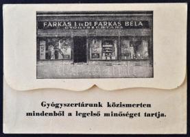 cca 1930 Balatoni  dr. Farkas Béla gyógyszertára a "Mátyás Királyhoz",Kecskeméten, recepbo...