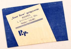 cca 1940 "Szent Ilona" gyógyszertár recepboríték, 7x11cm