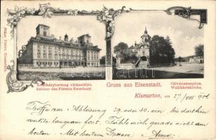 Kismarton, Eisenstadt; Esterházy kastély, kélváriatemplom, kiadja Anton Pinter / castle, church, floral, art nouveau (EK)