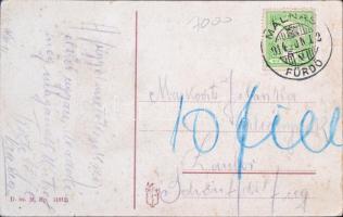 Málnásfürdő, Malnas-Bai; Postás leporellolap vasútállomással / post man leporellocard with railway s...