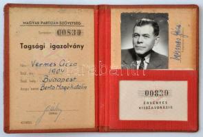 1957 A Magyar Partizán Szövetség tagsági igazolványa és a Magyar partizán emlékérem viselésére jogosító igazolvány