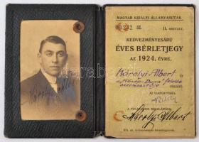 1924 Magyar Királyi Államvasutak kedvezményes jegy vásárlására jogosító arcképes igazolványa