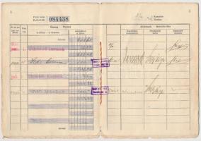 Budapest 1913-1918. "Magyar Országos Központi Takarékpénztár" betéti könyve, bejegyezésekk...