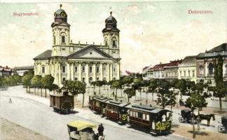 Debrecen, Nagytemplom, villamos, városi vasút, kiadja Antalfy József