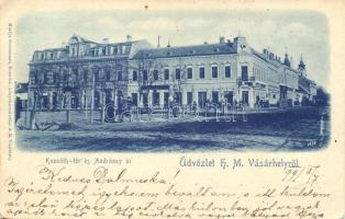 1899 Hódmezővásárhely, Kossuth tér és Andrássy út; kiadja Grossmann Benedek könyvkereskedése (EK)