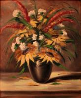 Jelzés nélkül: Virágcsendélet. Olaj, vászon, keretben, 44×37 cm