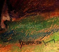 Boromisza jelzéssel: Ló és gazdája. Pasztell, papír, üvegezett keretben, 32×41 cm