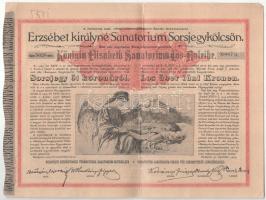 Budapest 1904. "Erzsébet királyné Sanatorium Sorsjegykölcsön" 5K-ról, szárazpecséttel T:II- kis szakadások