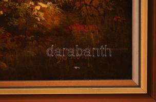 Hiller Ágoston (?-?): Vízpart, olaj, farost, jelzett, fa keretben, 33,5×48,5 cm