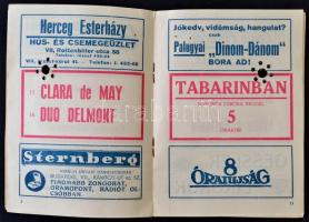 cca 1930 Tabarin müsor, Nemzetközi Orfeum, pp.:20, 17X12CM