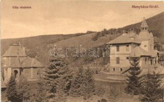 Menyháza-fürdő, Villa részletek; Fái Károly kiadása / spa villas (from postcard booklet)