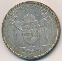 1930. 5P Ag "Horthy jobbra" T:3 patina
Adamo P8